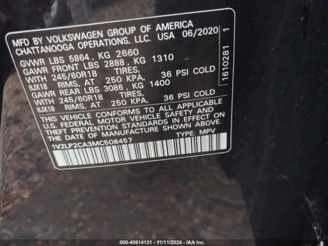 1V2LP2CA3MC508457 Volkswagen Atlas 2.0t Se