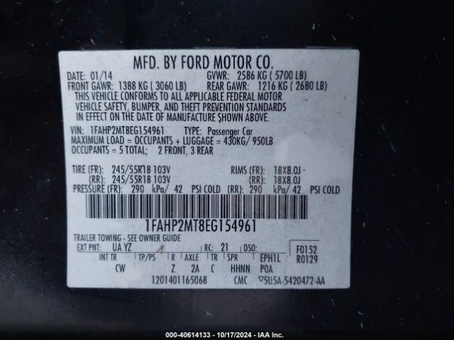 1FAHP2MT8EG154961 Ford Police Interceptor