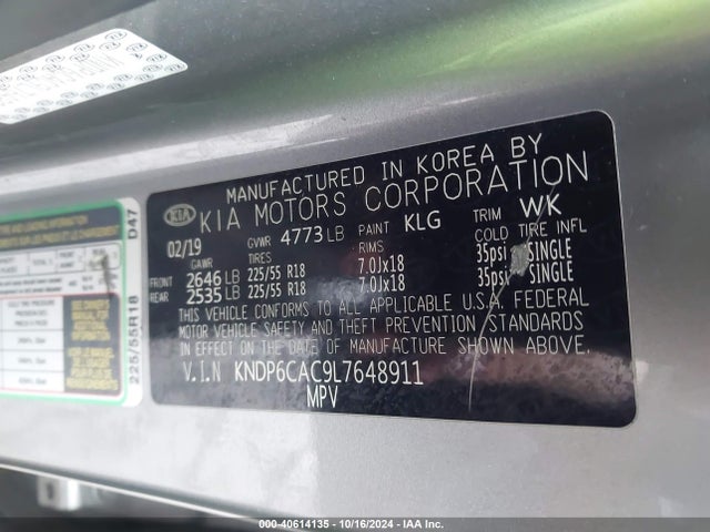 KIA SPORTAGE S 2020 KNDP6CAC9L7648911 Image 9
