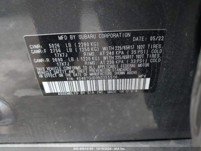 4S4BTGUD3N3255510 Subaru Outback Wilderness