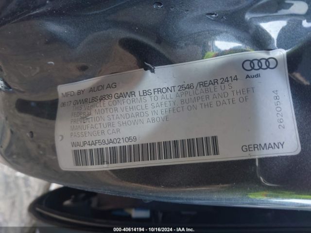 WAUP4AF59JA021059 Audi S5 3.0t Premium Plus