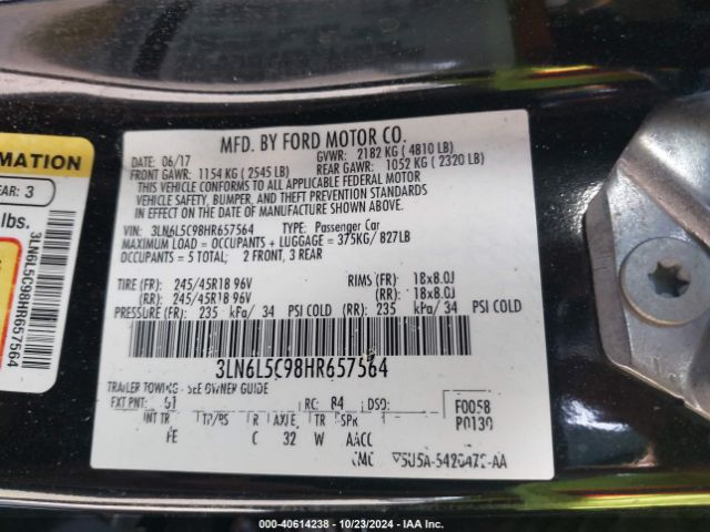 3LN6L5C98HR657564 Lincoln MKZ SELECT