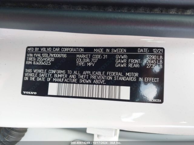YV4L12DL7N1008766 Volvo Xc60 B5 Inscription