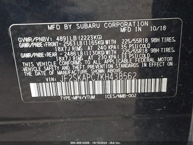 JF2SKAPC7KH438562 Subaru Forester Sport
