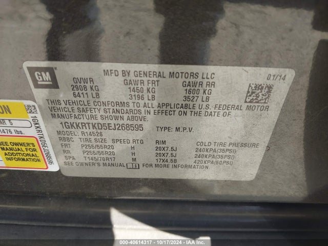 GMC Acadia Denali 2014 1GKKRTKD5EJ268595 Image 9