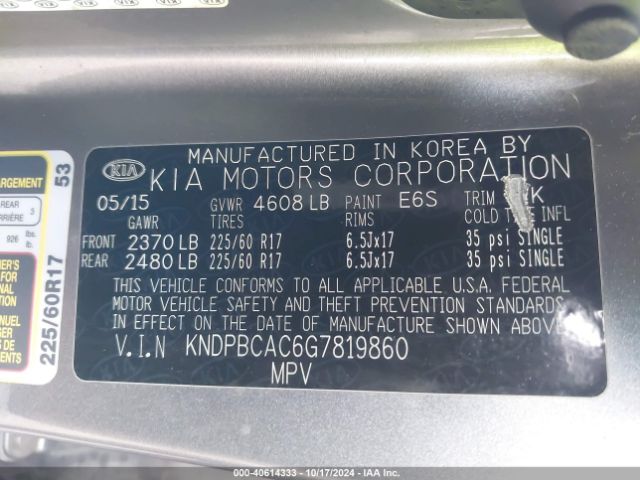 KNDPBCAC6G7819860 KIA Sportage Lx