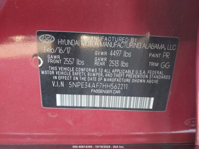 5NPE34AF7HH562211 Hyundai Sonata Sport