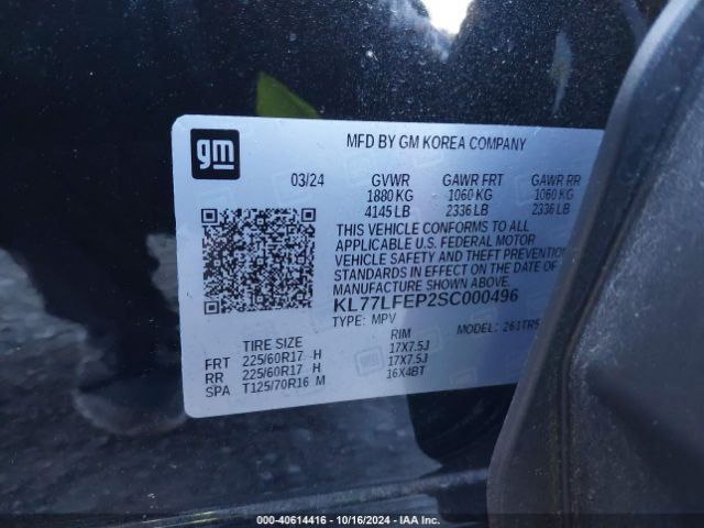 KL77LFEP2SC000496 Chevrolet Trax Fwd Ls