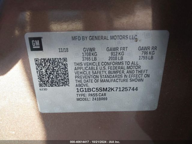 1G1BC5SM2K7125744 Chevrolet CRUZE LS