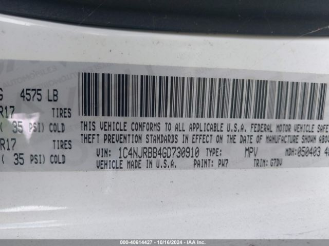 1C4NJRBB4GD730910 Jeep Patriot Sport Se