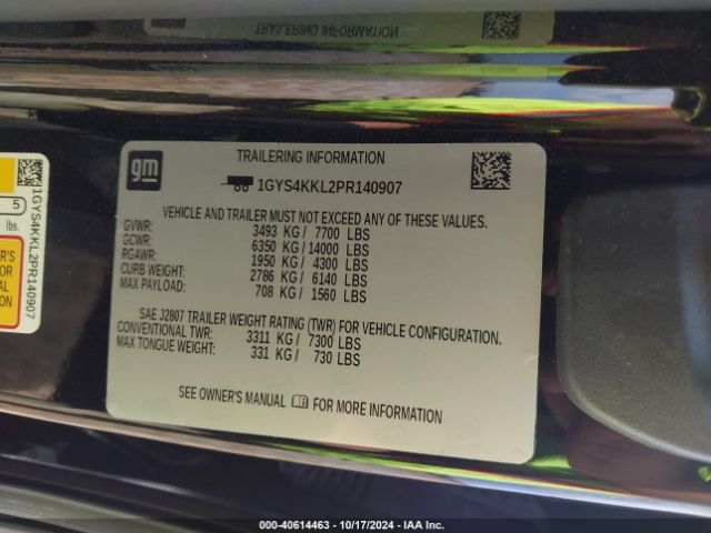 1GYS4KKL2PR140907 Cadillac Escalade Esv 4wd Premium Luxury