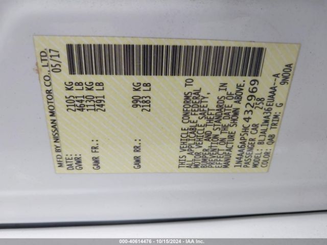 1N4AA6AP5HC432969 Nissan Maxima 3.5 Sr