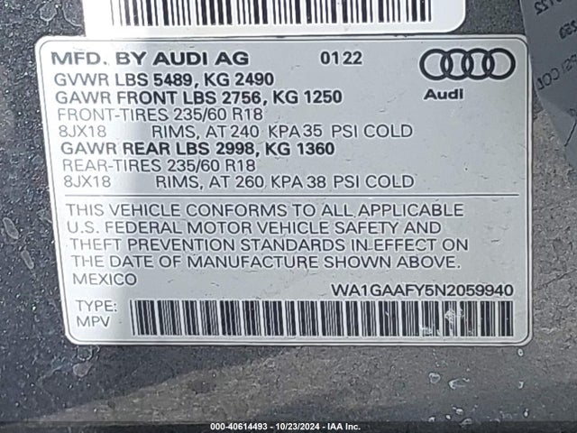 Audi Q5 S Line Premium 2022 WA1GAAFY5N2059940 Image 9
