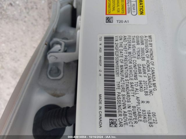 2022 HONDA CIVIC 2HGFE2F50NH593261 Photo 8