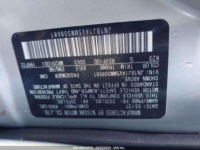 JN1BJ1AV5MW308681 Nissan Rogue Sport S Fwd Xtronic Cvt