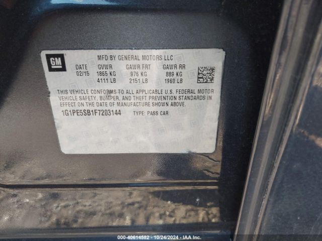 1G1PE5SB1F7203144 Chevrolet Cruze 2lt Auto