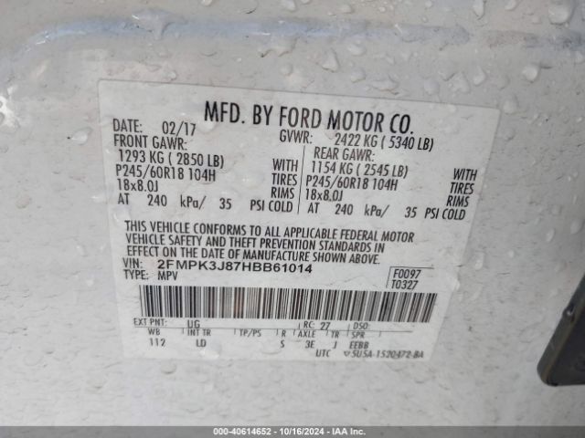 2FMPK3J87HBB61014 Ford EDGE SEL
