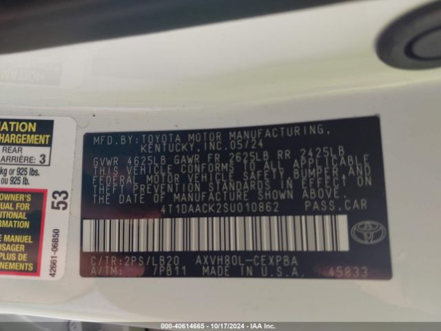 4T1DAACK2SU010862 Toyota CAMRY XSE