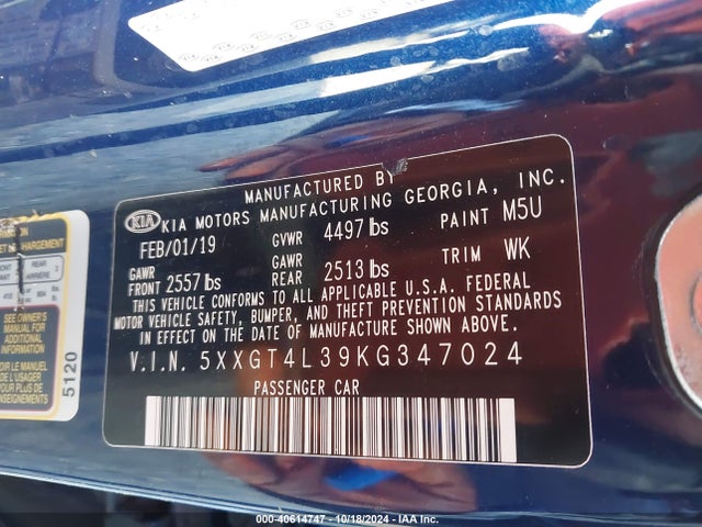 5XXGT4L39KG347024 KIA Optima Lx