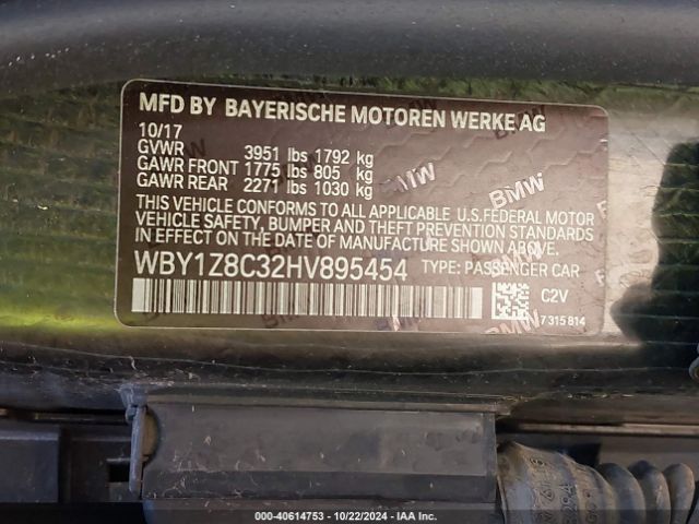 WBY1Z8C32HV895454 BMW I3 94 Ah W/range Extender