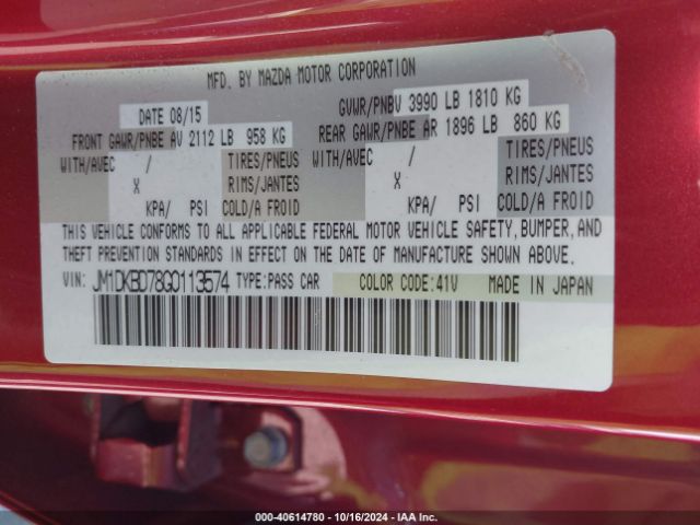 JM1DKBD78G0113574 Mazda Cx-3 Grand Touring