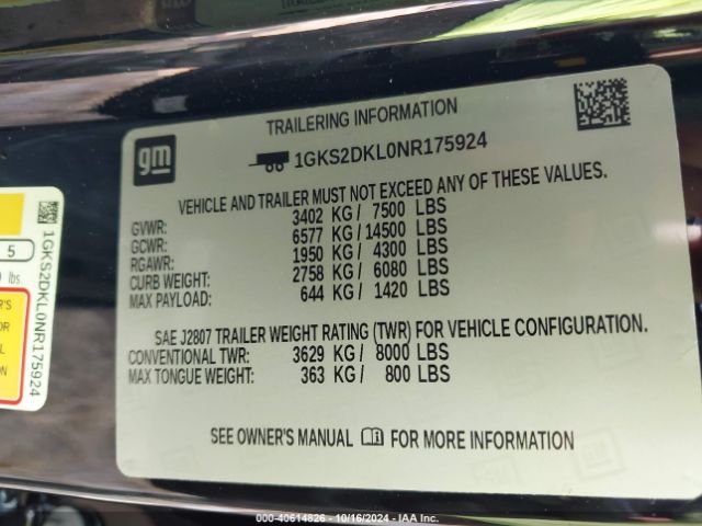 1GKS2DKL0NR175924 GMC Yukon 4wd Denali
