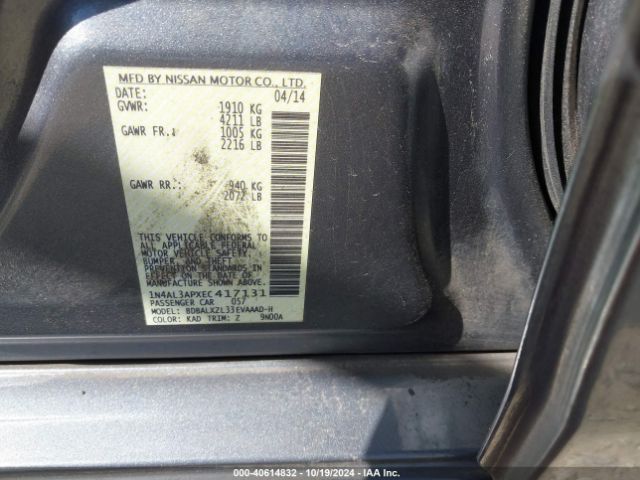 1N4AL3APXEC417131 Nissan Altima 2.5 Sl