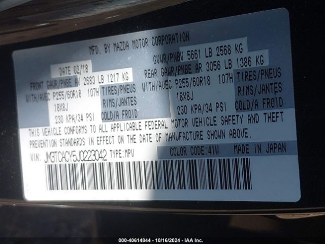 JM3TCACY5J0223042 Mazda Cx-9 Touring