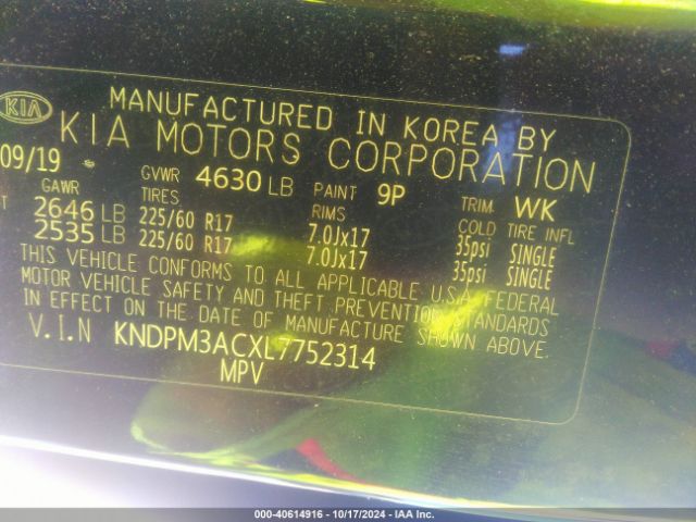 KNDPM3ACXL7752314 KIA Sportage Lx