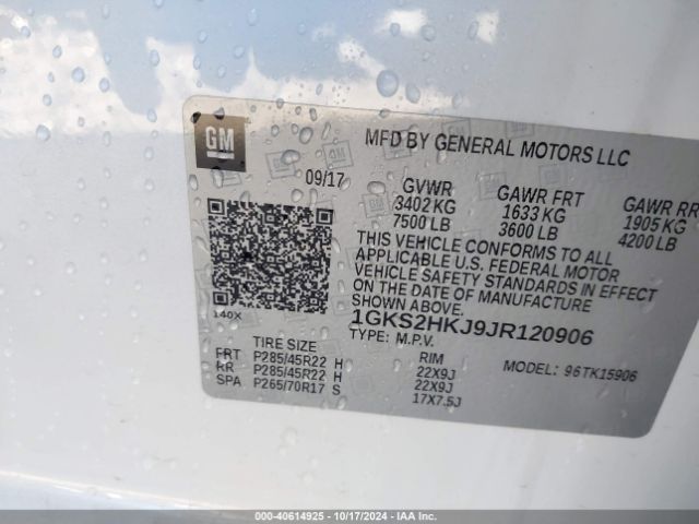 1GKS2HKJ9JR120906 GMC YUKON XL DENALI