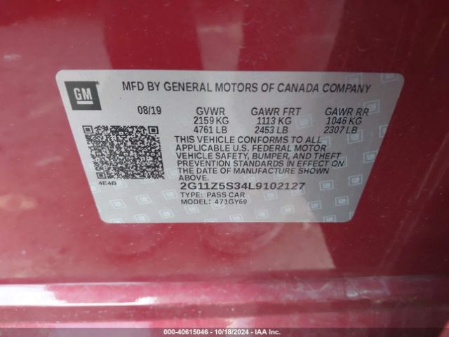 2G11Z5S34L9102127 Chevrolet Impala Fwd Lt