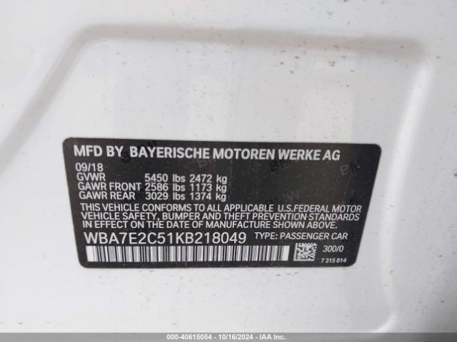 WBA7E2C51KB218049 BMW 740I