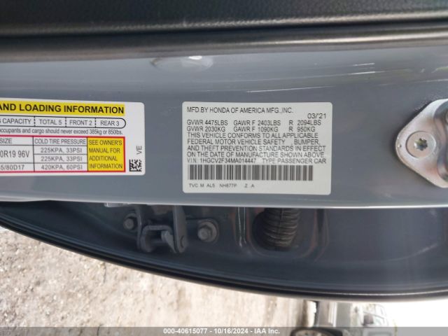1HGCV2F34MA014447 Honda Accord Sport 2.0t