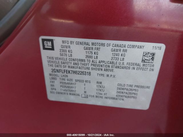 2GNFLFEK7H6226318 Chevrolet EQUINOX LT
