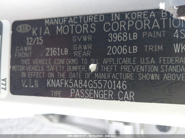 KIA FORTE LX 2016 KNAFK5A84G5570146 Image 9