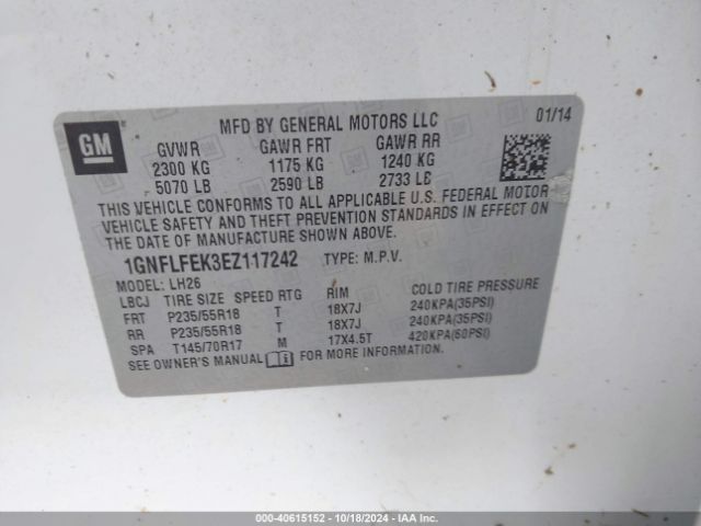 1GNFLFEK3EZ117242 Chevrolet EQUINOX 1LT