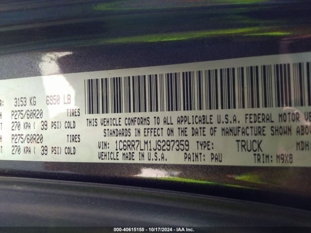 1C6RR7LM1JS297359 RAM 1500 Lone Star  4x4 5'7 Box
