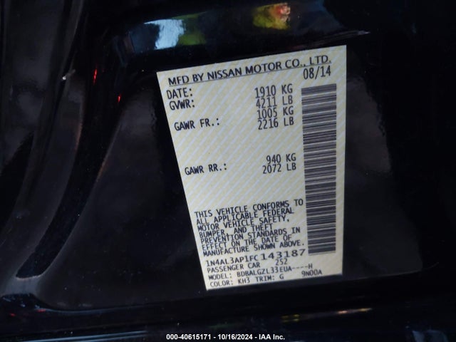 Nissan Altima 2.5 S 2015 1N4AL3AP1FC143187 Image 9