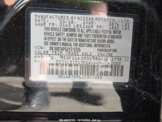 Nissan SENTRA S 2018 3N1AB7AP6JY319335 Image 9