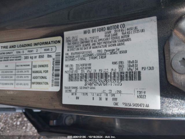 3FA6P0HD7GR110105 Ford FUSION SE