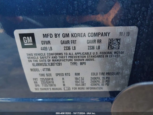 KL4MMGSL1LB071281 Buick Encore Gx Awd Essence