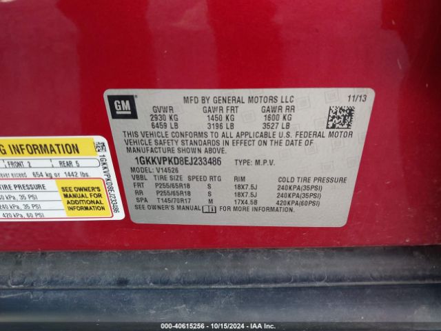 1GKKVPKD8EJ233486 GMC Acadia Sle-2