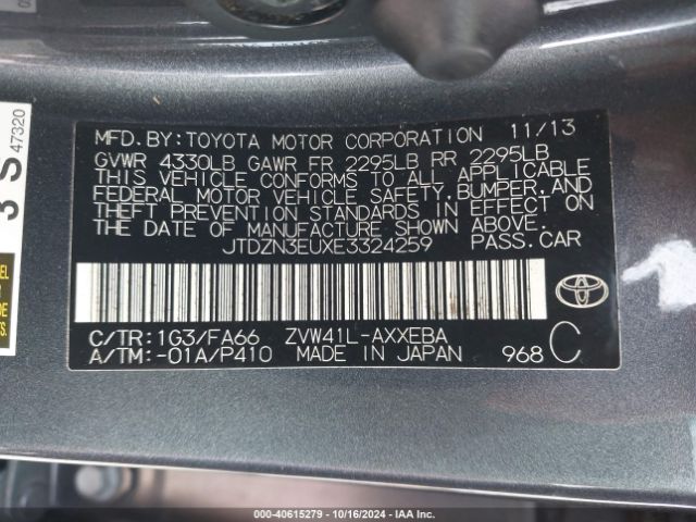 JTDZN3EUXE3324259 Toyota Prius V Three
