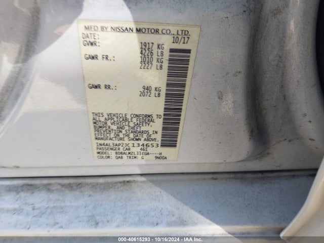 Nissan Altima 2.5 Sv 2018 1N4AL3AP2JC134653 Image 9