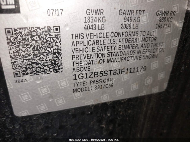 Chevrolet Malibu 1ls 2018 1G1ZB5ST8JF111179 Image 9