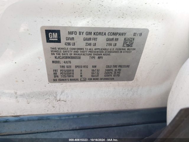 KL4CJASB9KB860558 Buick Encore Fwd Preferred