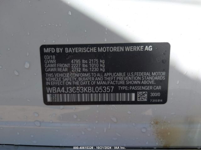WBA4J3C53KBL05357 BMW 430i Gran Coupe Xdrive
