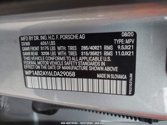 WP1AB2AY6LDA29058 Porsche CAYENNE S