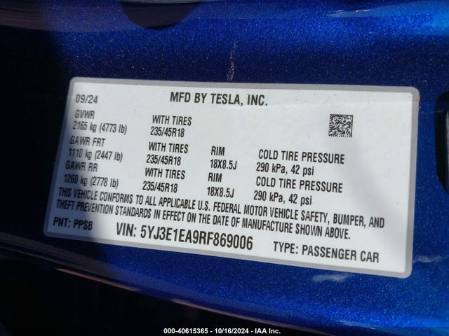 2024 TESLA MODEL 3 5YJ3E1EA9RF869006 Photo 8