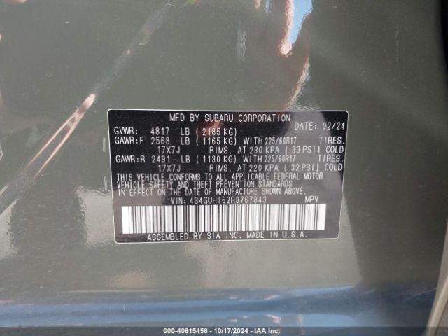 4S4GUHT62R3767843 Subaru Crosstrek Wilderness